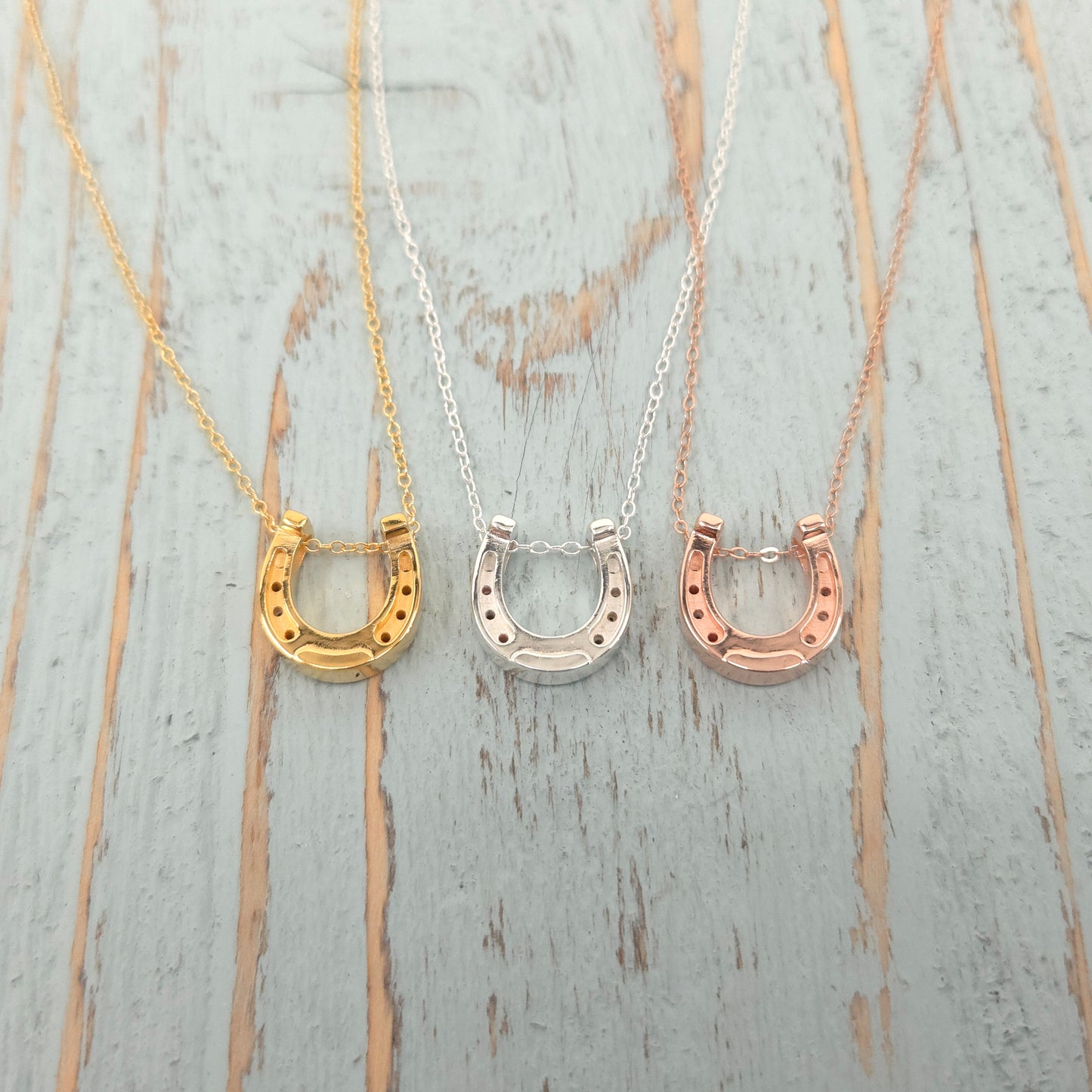 Lucky Horseshoe Gold Sterling Silver Necklace
