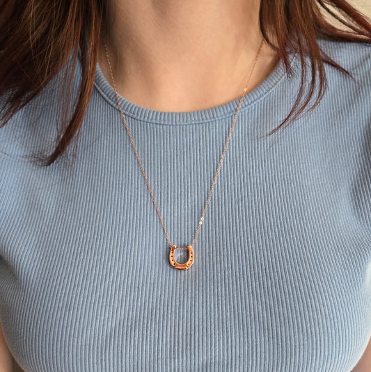 Lucky Horseshoe Rose Gold Sterling Silver Necklace