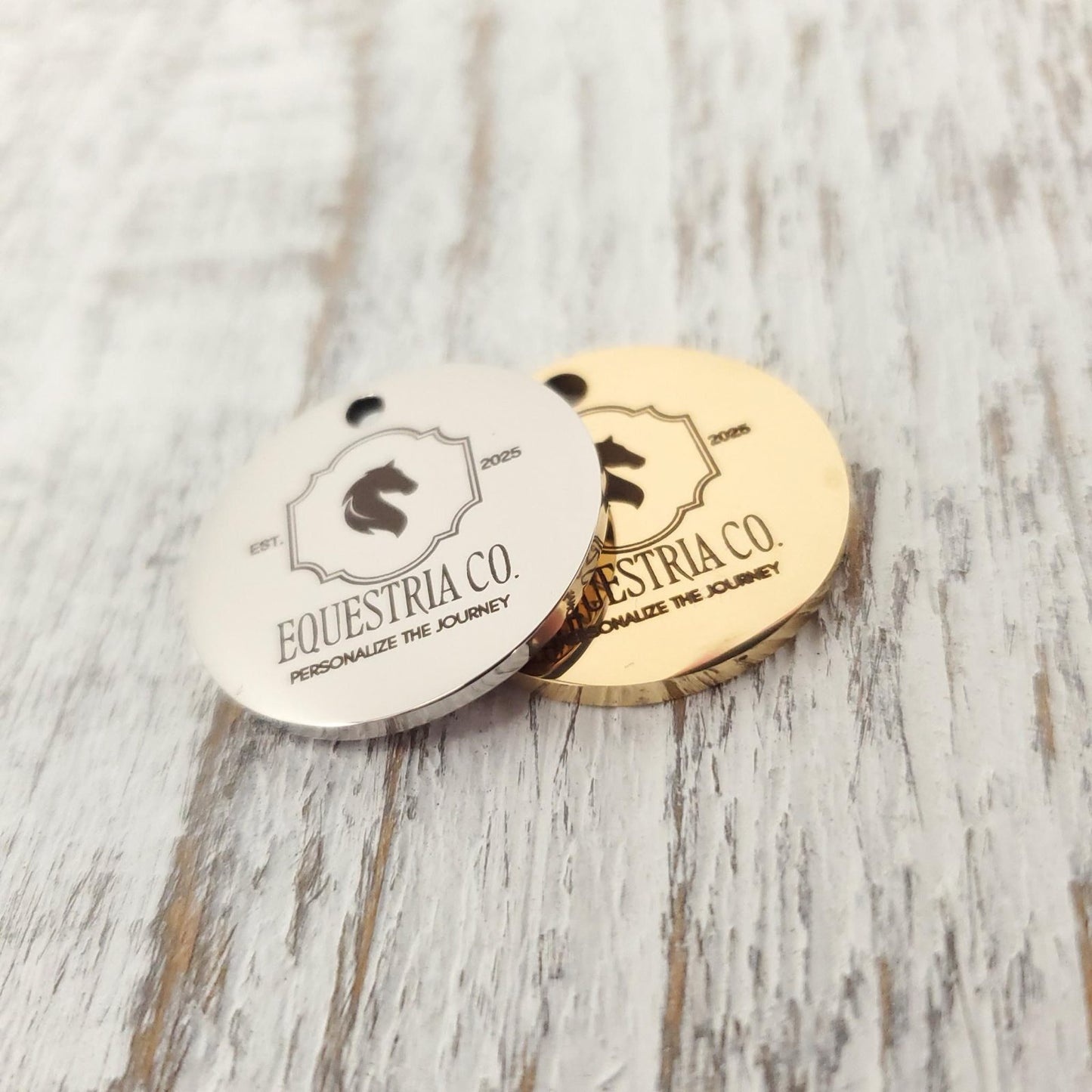 Brass Circle Horse Tack Tag - 25 mm - Custom Engraved - Bridle | Blanket | Halter