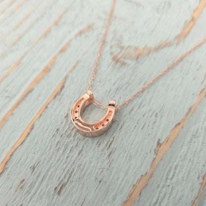 Lucky Horseshoe Rose Gold Sterling Silver Necklace