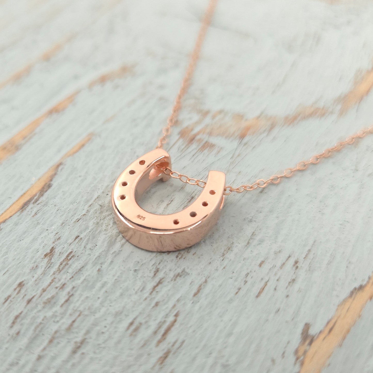 Lucky Horseshoe Rose Gold Sterling Silver Necklace