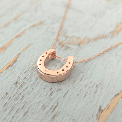 Lucky Horseshoe Rose Gold Sterling Silver Necklace