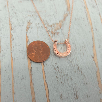 Lucky Horseshoe Rose Gold Sterling Silver Necklace