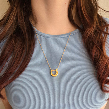 Lucky Horseshoe Gold Sterling Silver Necklace