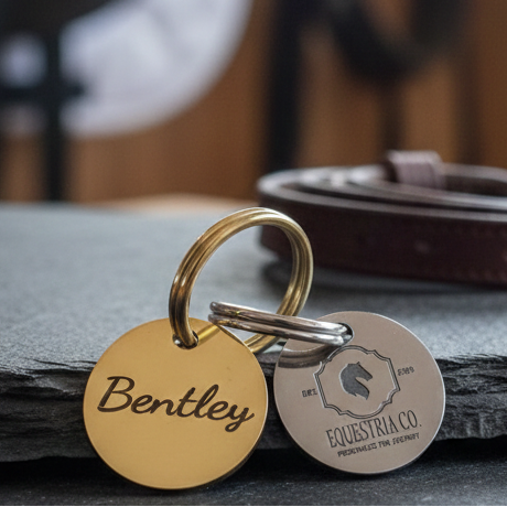 Brass Circle Horse Tack Tag - 20 mm - Custom Engraved - Bridle | Blanket | Halter